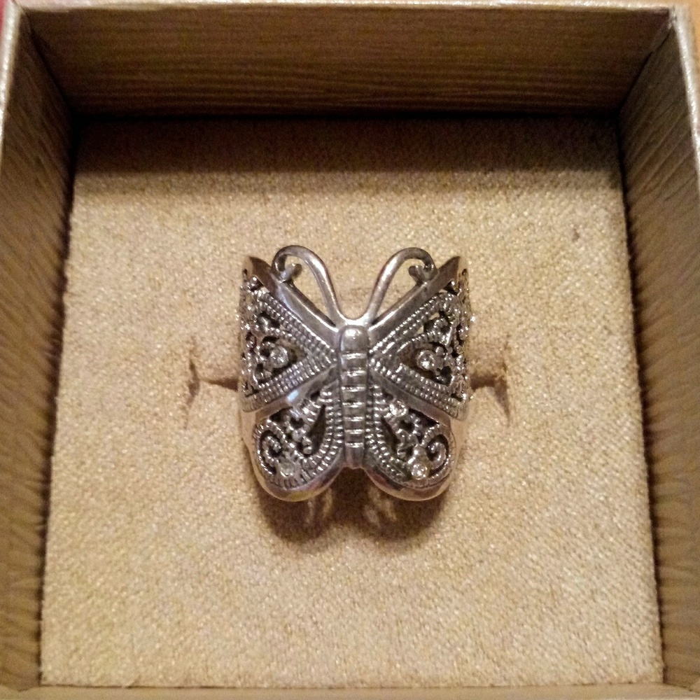 Sterling silver butterfly ring